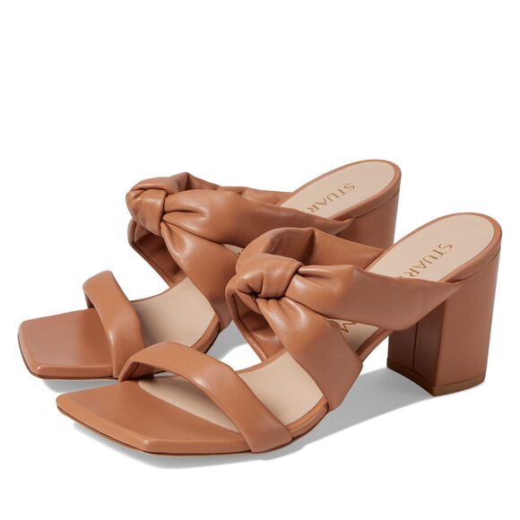 Stuart Weitzman Playa 75 Knot Block Slide Tan 6.5 B